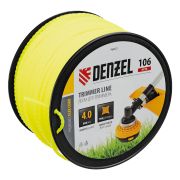 Леска для триммера витой квадрат, 4,0мм х 106м, на DIN катушке FLEX CORD Denzel