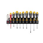 Felo Набор отверток SL/PZ/Tx Ergonic, отвертка VDE и отвертка тестер-сети на стальной стойке, 10 шт 40091043