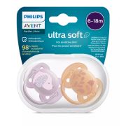 Пустышка ultra soft, собачка/цветочки, 6-18 мес., 2 шт.