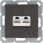 Розетка компьютерная 2-м RJ45 IP20 кат. 5E механизм мокко Jasmart G6106Z